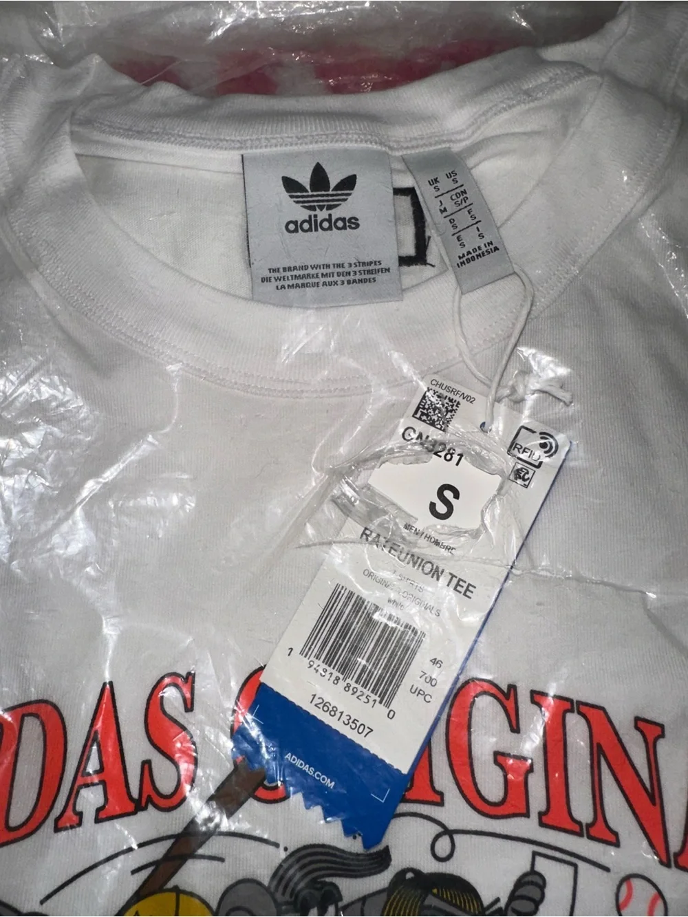 adidas White Cartoon Rateunion Team Graphic Tee